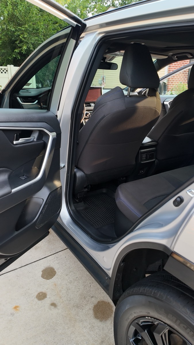 Cleaned rear seats and door panels in a Toyota RAV4