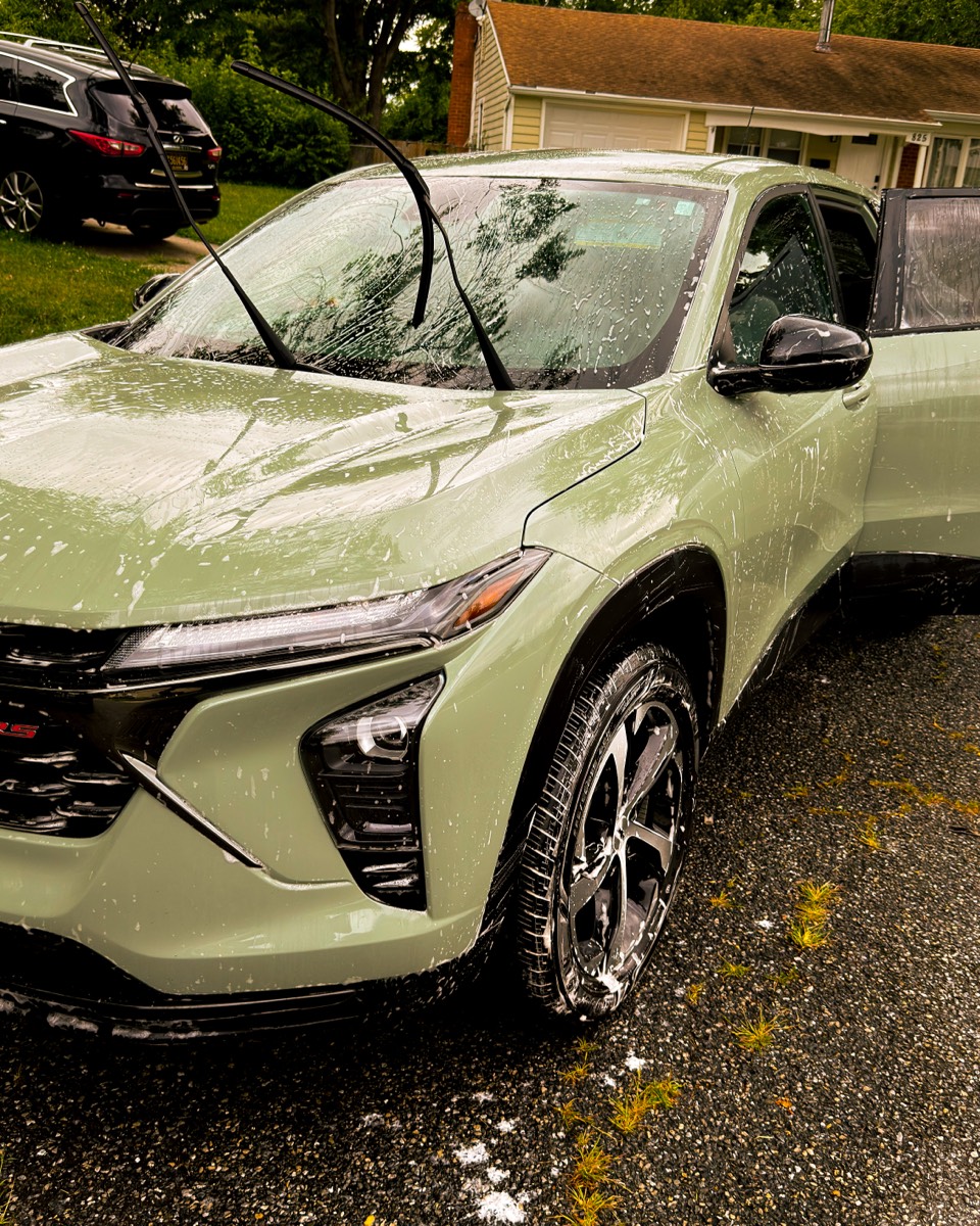 Chevrolet Trax covered in foam during a hand wash