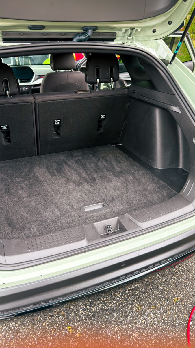 Vacuumed and wiped-down cargo area of a Chevrolet Trax